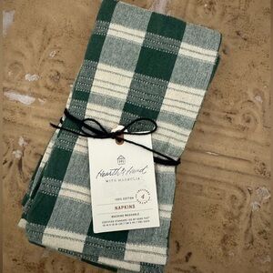 Hearth & Hand Dark Green Checkered Cloth Napkins- Set of 4